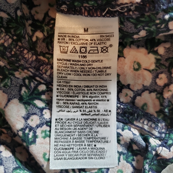 Old Navy Size M Navy with Pink Florals Puff Sleeve Dress - Picture 5 of 6